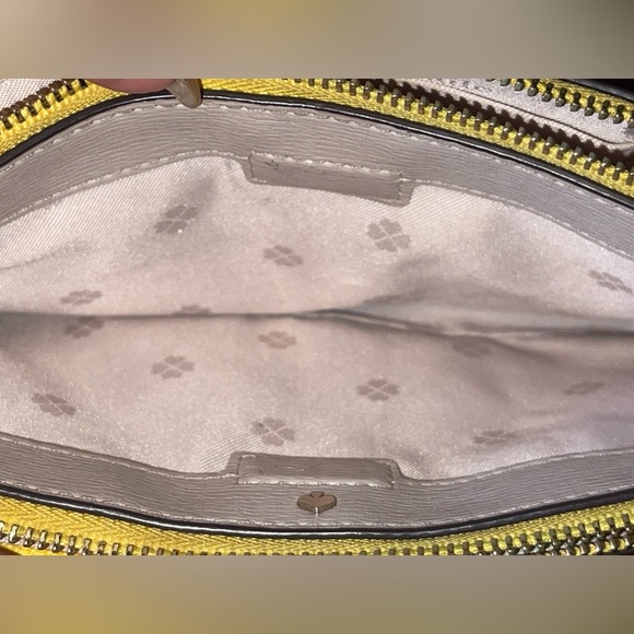 Kate Spade Taylor Double Zip Crossbody Handbag yellow EUC golden hour summer - Picture 7 of 14